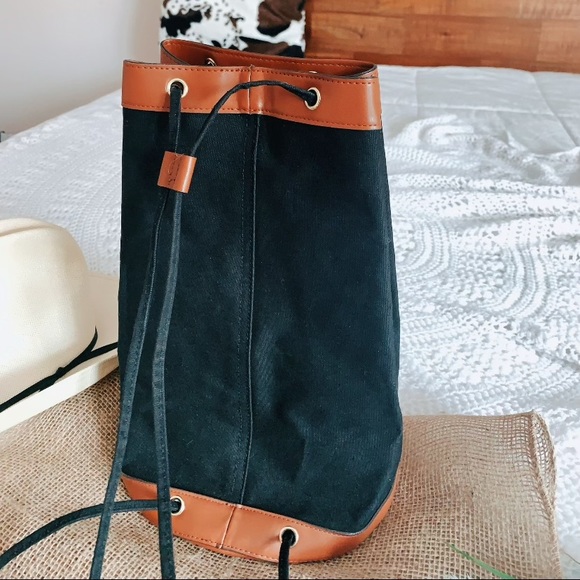 Henri Bendel black tan trim canvas backpack - Picture 8 of 15